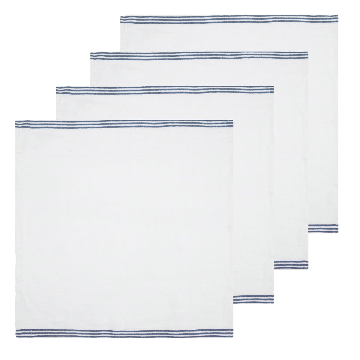  Caravan Alsace White Napkins 20x20 - Set of 4 - White & Blue - Bonton