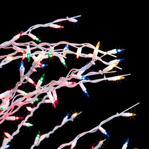 Cascade Twig Tree Outdoor Christmas Decoration - 6' - White - Multi Lights