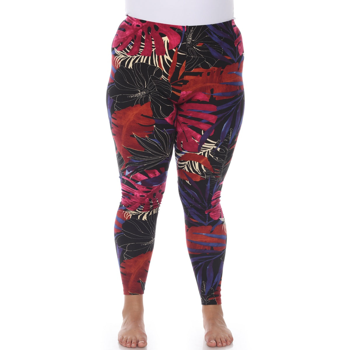  White Mark Plus Size Super Soft Tropical Printed Leggings - one size - Bonton