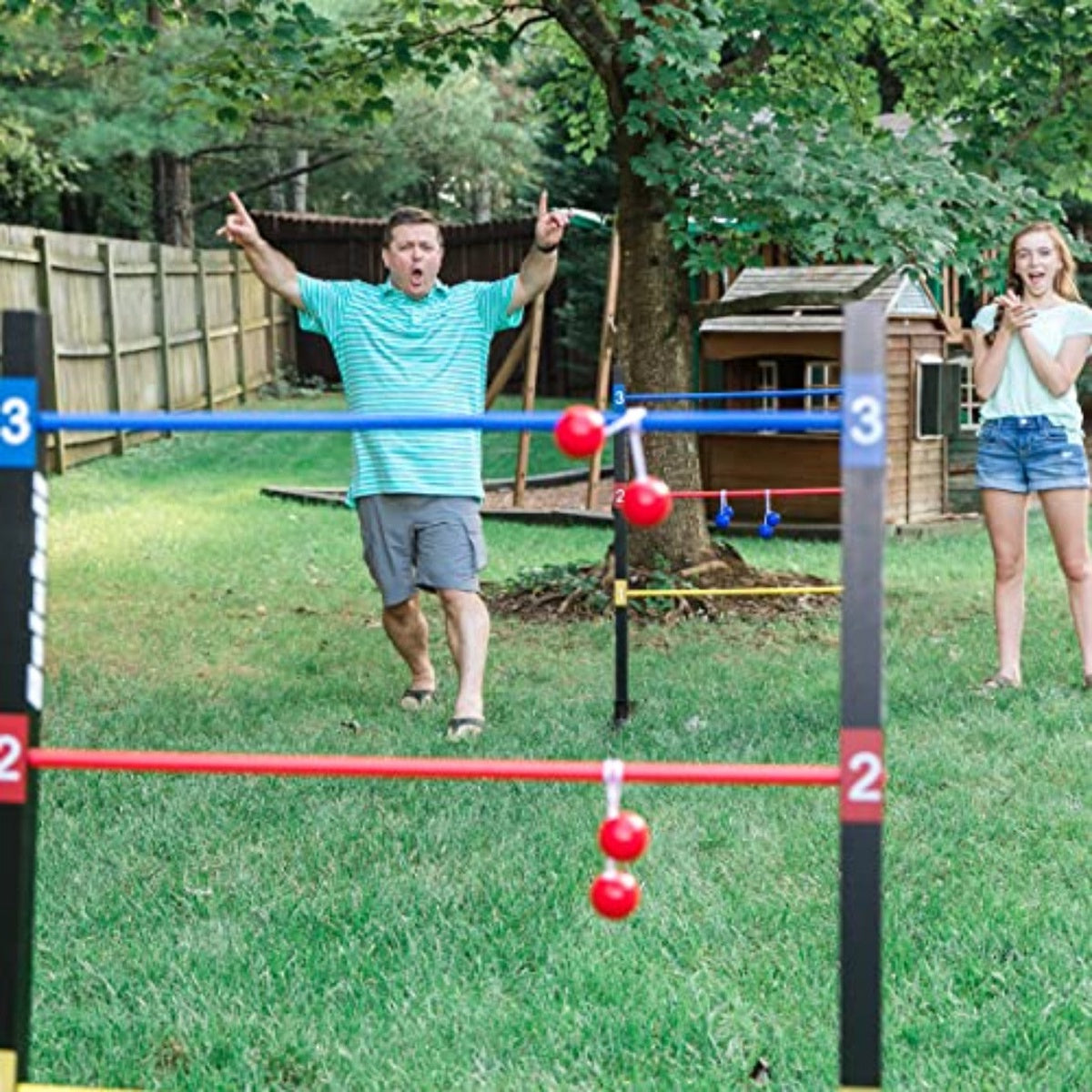  Bolaball Pro Ladder Toss Indoor Outdoor Game Set for Yard & Lawn Games With 6 Soft Rubber Bolo Balls Heavy Duty Bars Stands & Travel Carrying Case | Game for Family Kids Beach Party Picnic & Adults - Default Title - Bonton