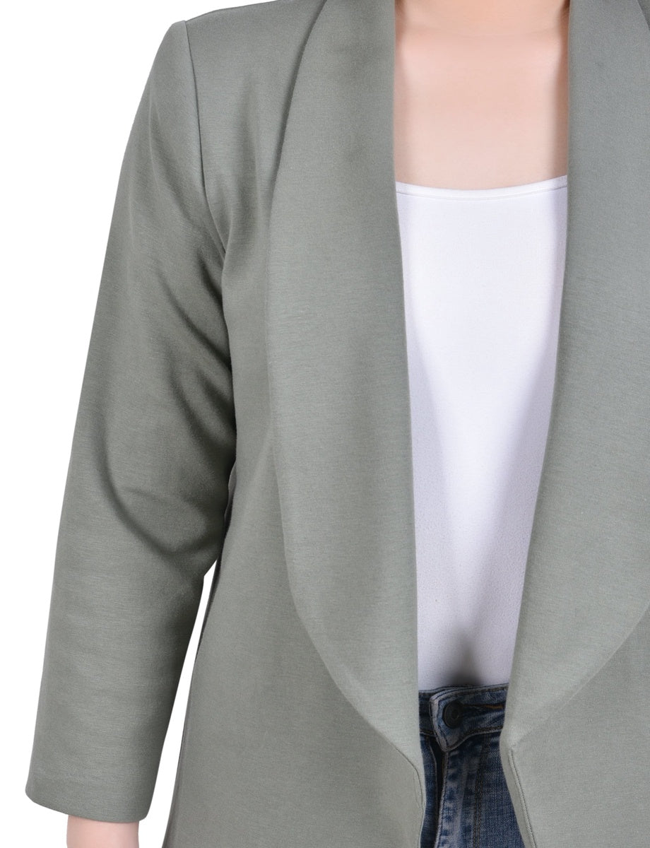 NY Collection Long Sleeve Ponte Jacket - Plum Caspia - Bonton