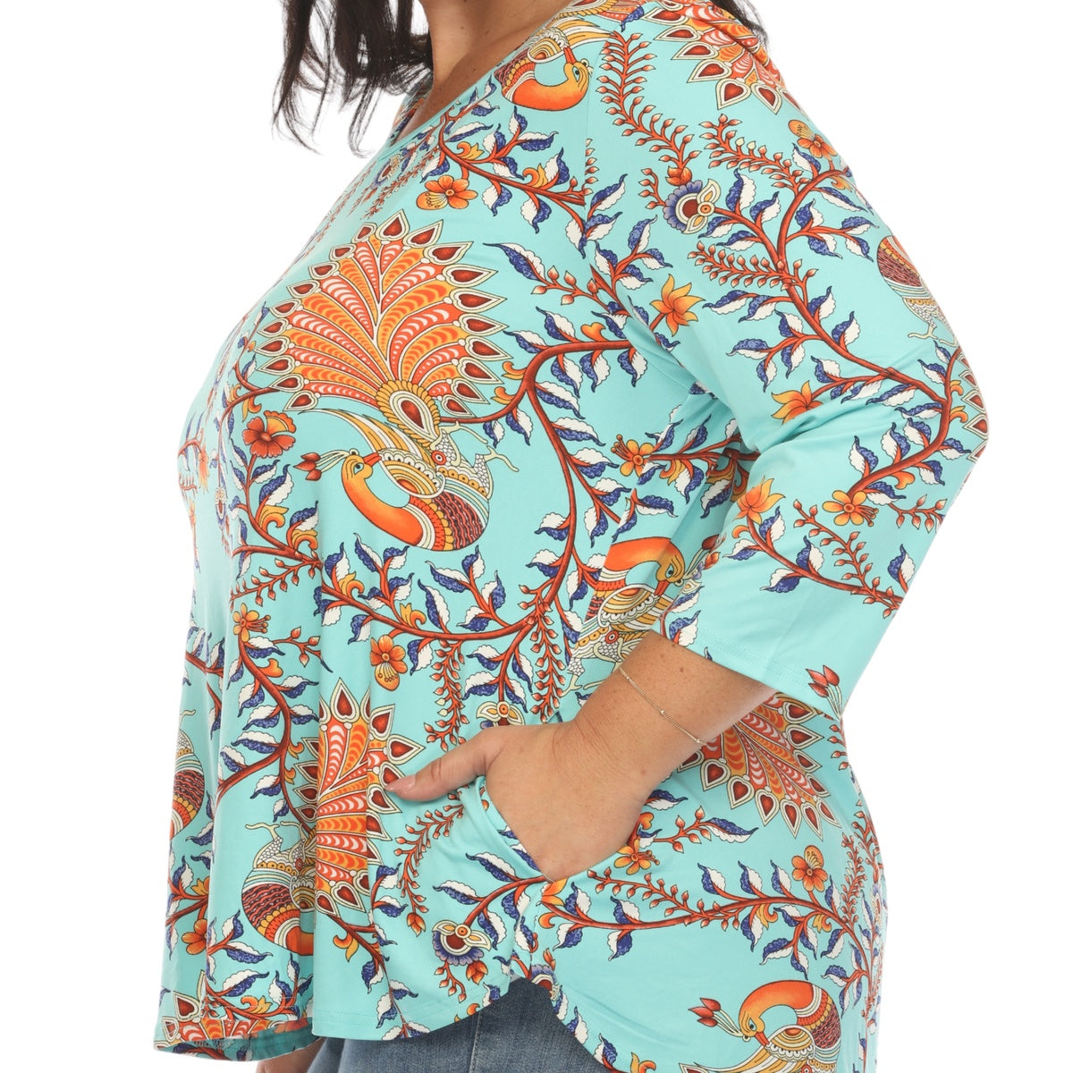  White Mark Plus Size Vibrant Boho Swing Top - 1X - Bonton