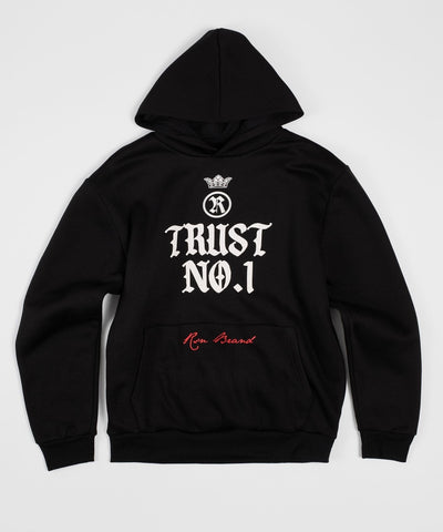 Trust No 1 Front and Back Print Hoodie - Black