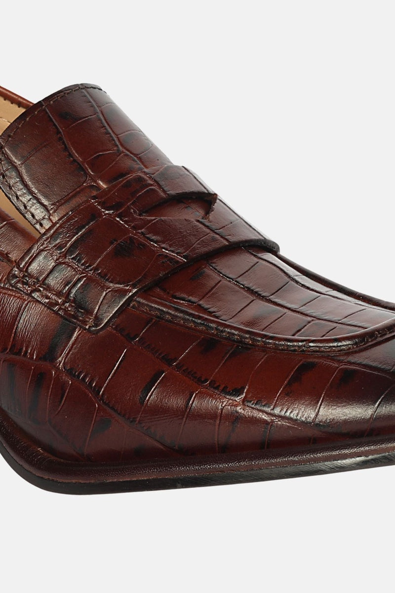  Saint G Viviana Croco - Heel Loafers - Chocolate - Bonton