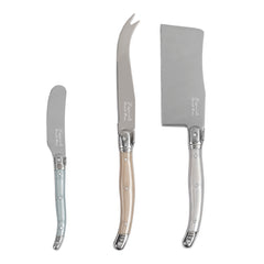 3 Piece Laguiole Cheese Knife Set With Mother of Pearl Handles