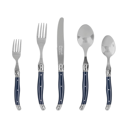 Laguiole Connoisseur 20-Piece 18/10 Stainless-Steel Flatware Set With Navy Handles