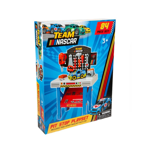 Team Nascar Pit Stop Playset With Take Apart Car (84 Pieces)