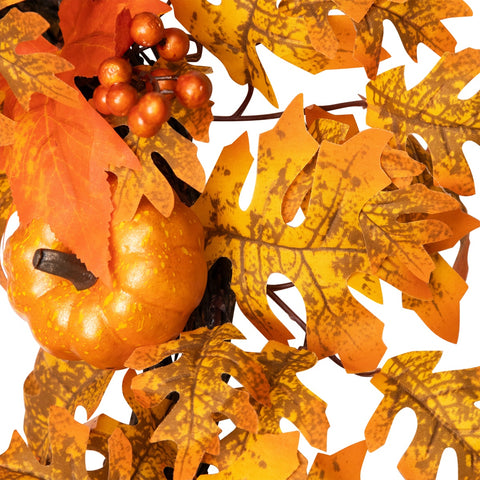 Autumn Leaves  Pumpkins and Berries Artificial Thanksgiving Wreath  22-Inch  Unlit
