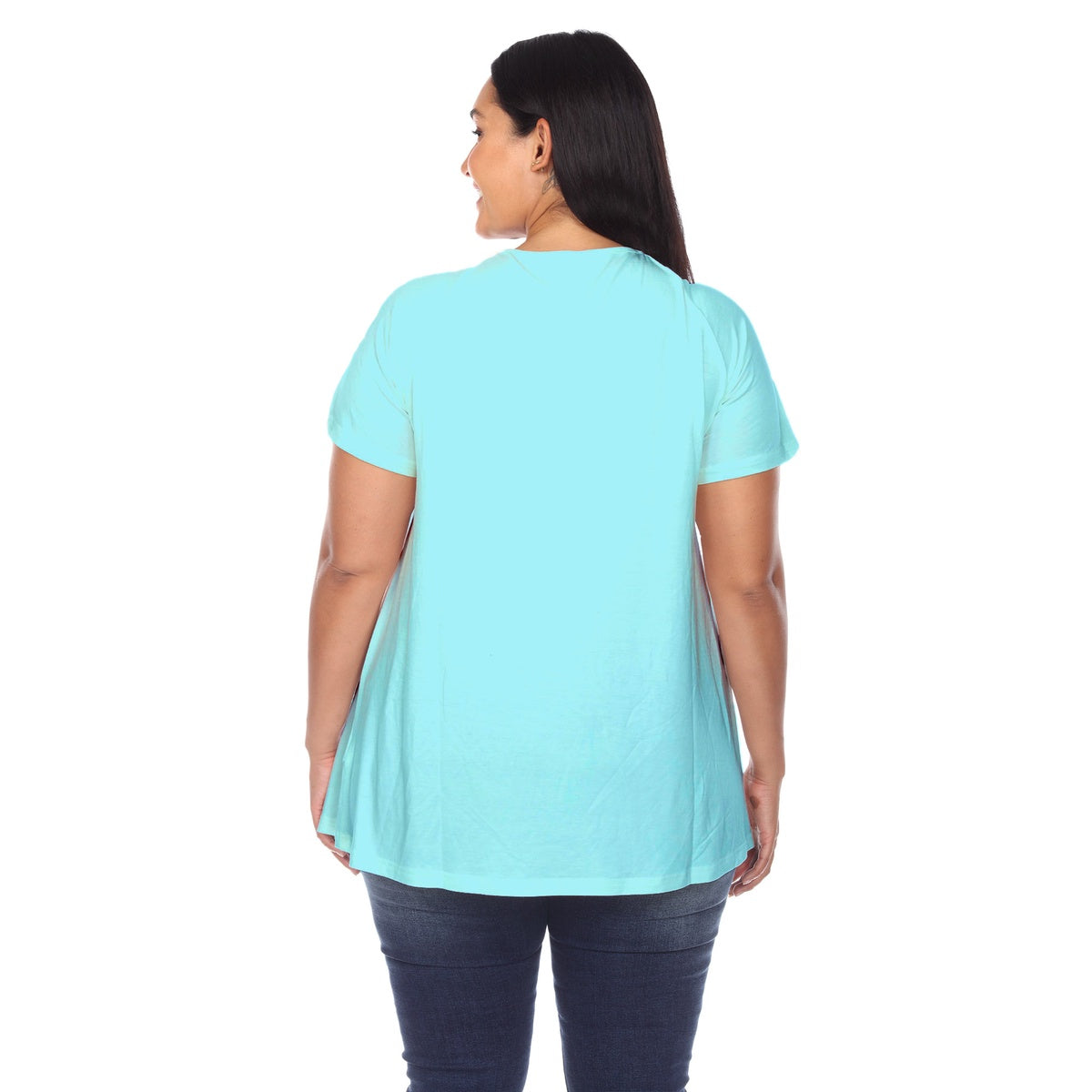  White Mark Plus Size Crisscross Cutout Short Sleeve Top - 1X - Bonton