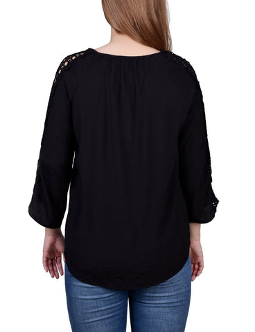 3/4 Sleeve Crochet Detail Blouse