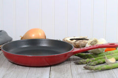 Chasseur French Enameled Cast Iron Fry Pan With Cast Iron Handle, 8-Inch, Red