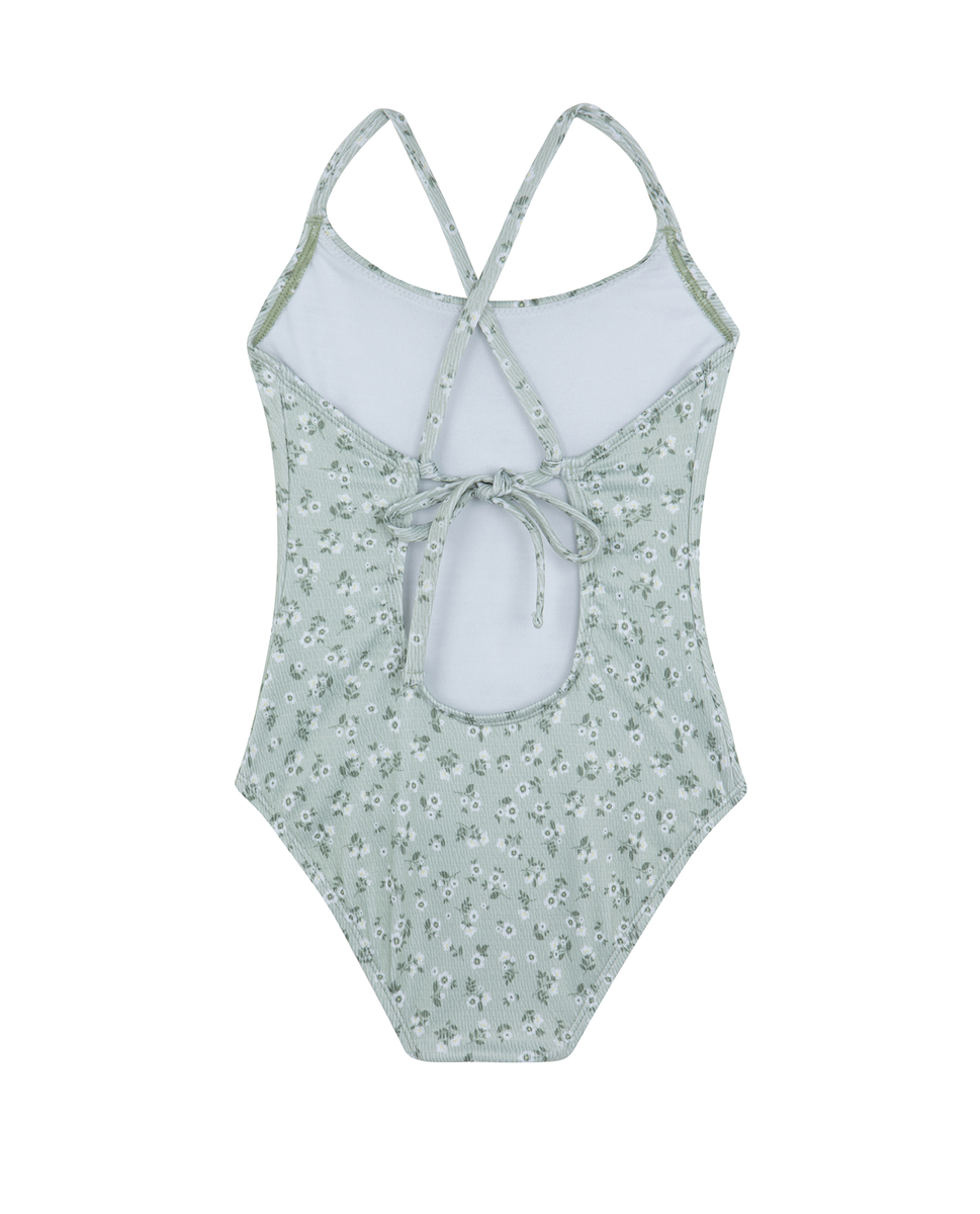  Gottex Kids Ditsy Dream Textured Criss Cross Tie Back One Piece - Ditsy Green - Bonton