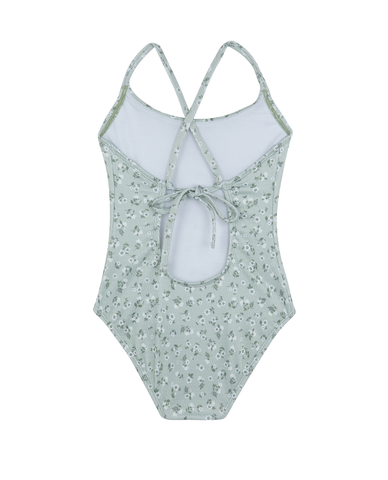 Ditsy Dream Textured Criss Cross Tie Back One Piece