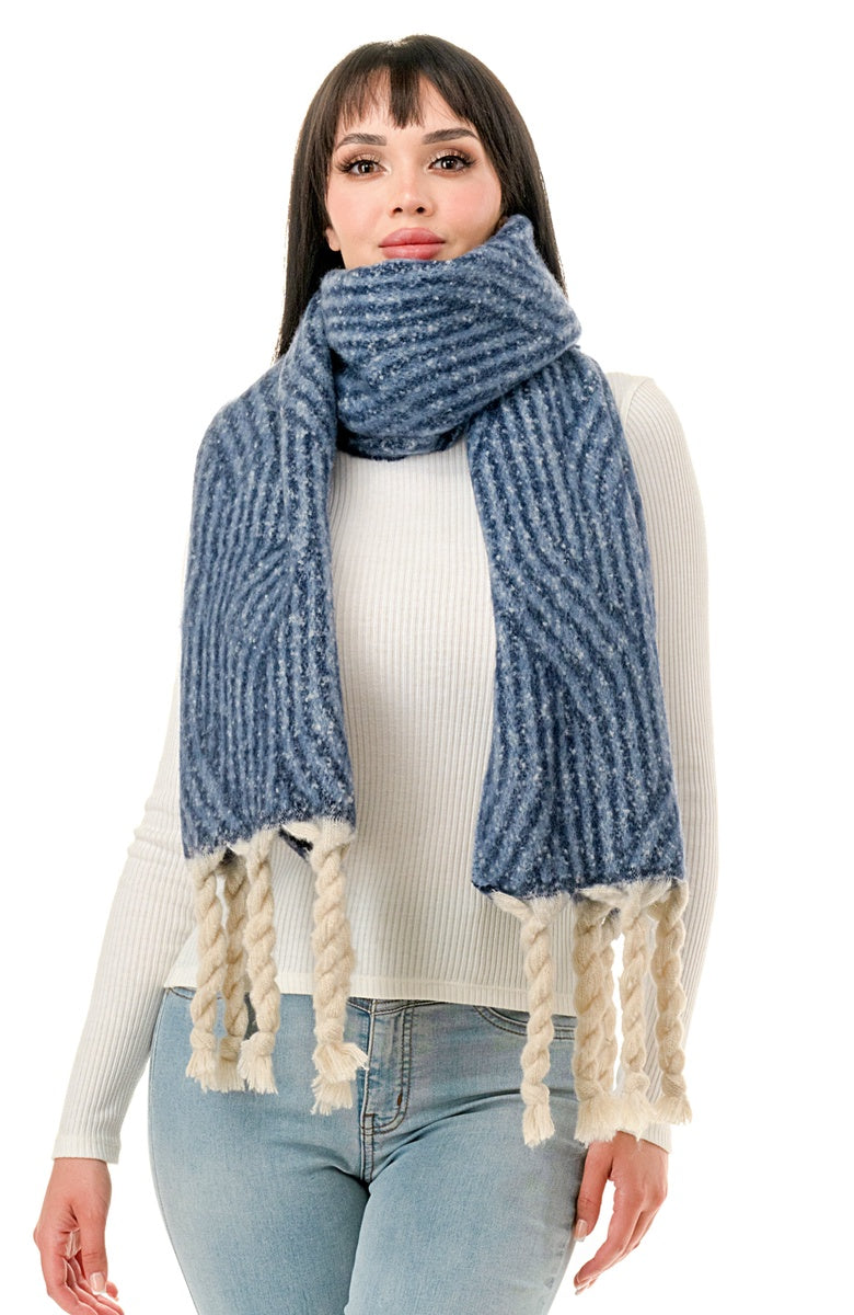  Marcus Adler Pattern Scarf - Blue - Bonton