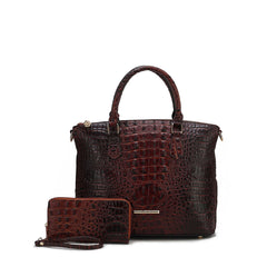 Liora Croc Embossed Tote Bag and Set