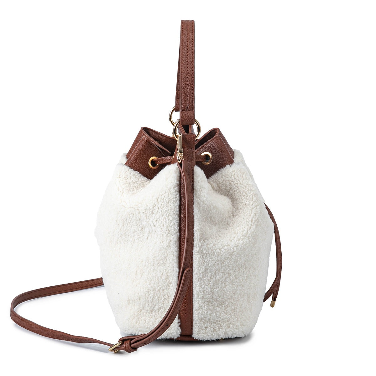  MKF Collection Saryn Faux Fur Bucket Bag and Set - Tawny - Bonton