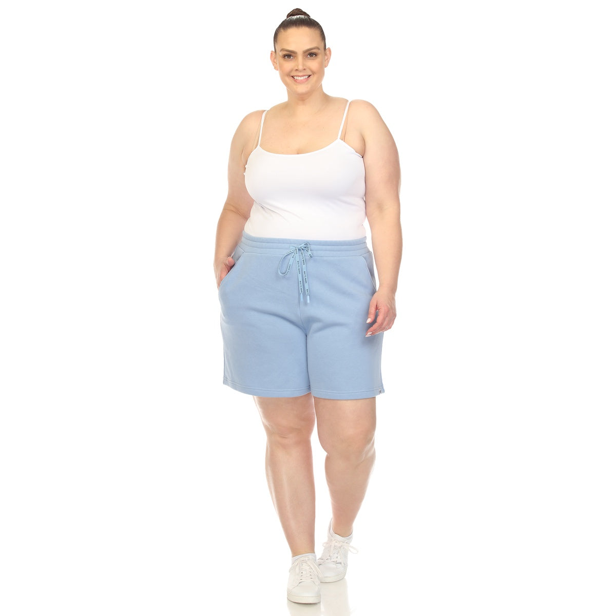  White Mark Plus Size Super Soft Drawstring Waistband Sweat Short - 1X - Bonton