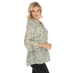 Women's Printed Peasant Chiffon Blouse