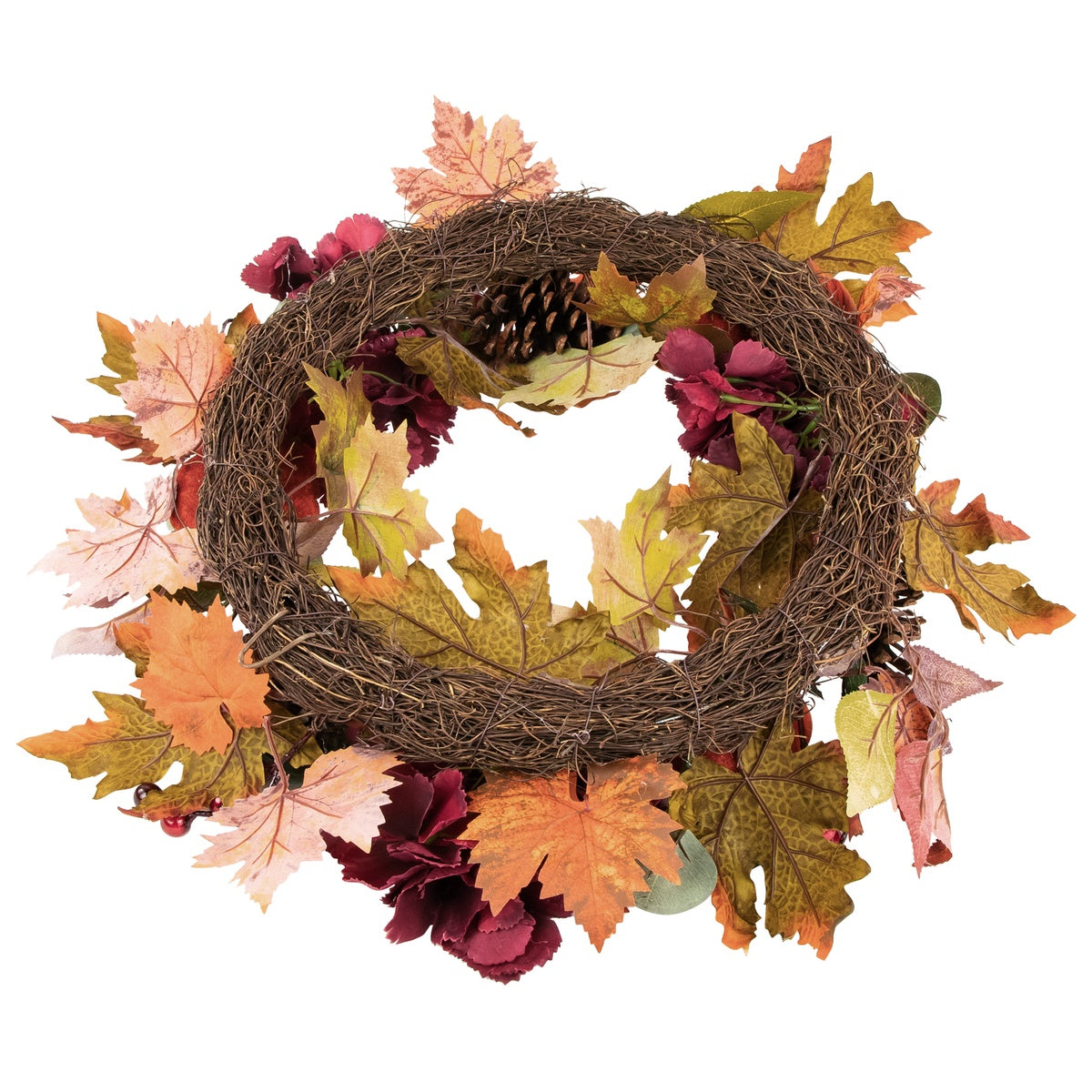  Northlight Fall Harvest Artificial Floral and Pinecone Wreath - 22