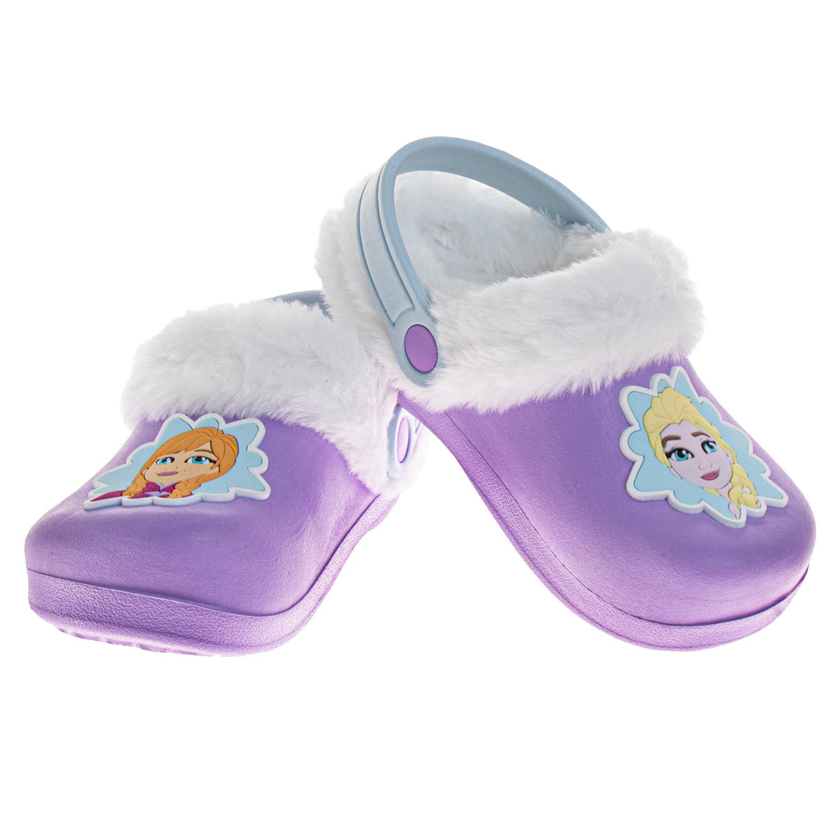  Josmo Disney Frozen Anna and Elsa Fuzzy Fleece Lined Clogs for Girls Winter Warm Plush Garden Shoes (Toddler) - 5-6 - Bonton