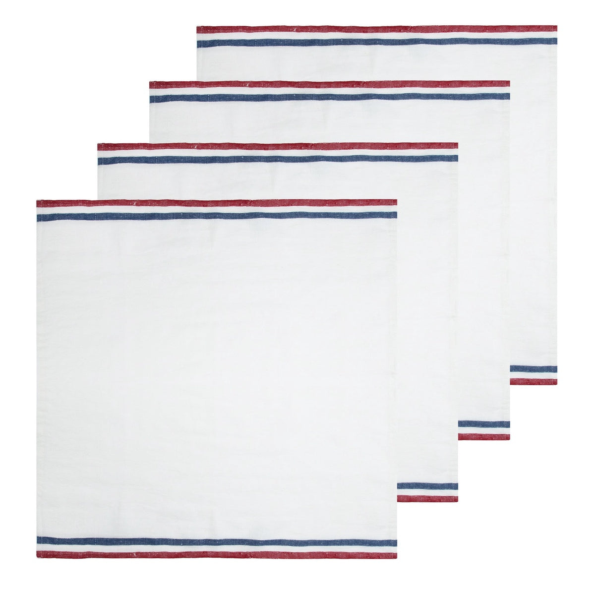  Caravan Normandy White - Napkins 20x20 - Set of 4 - Mustard/White/Blue Stripes - Bonton