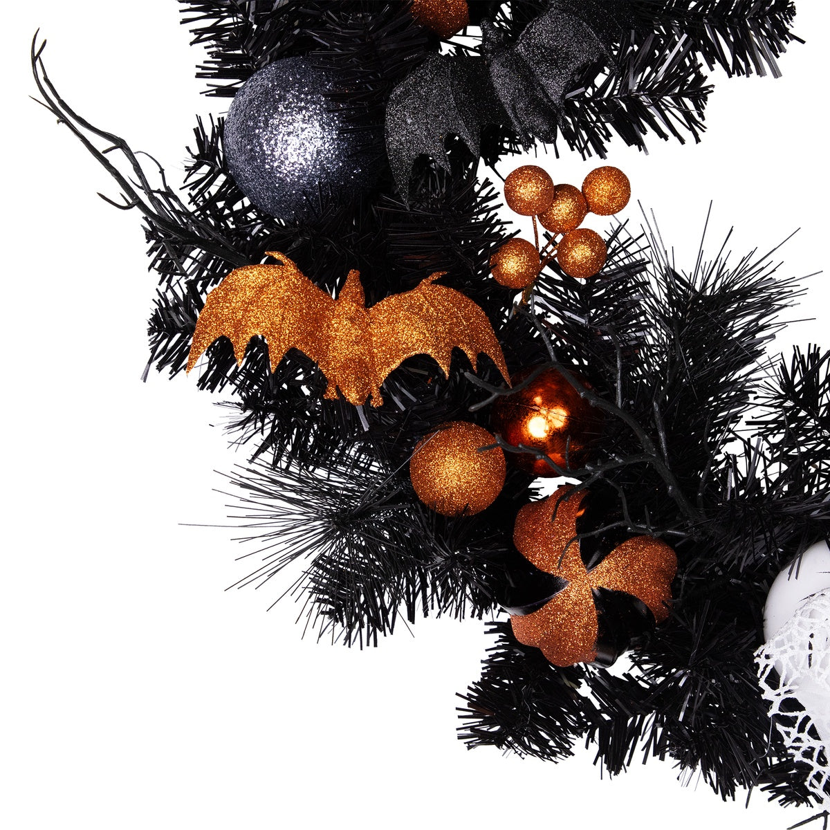  Northlight Ornaments and Ghost Halloween Twig Pine Wreath - 24