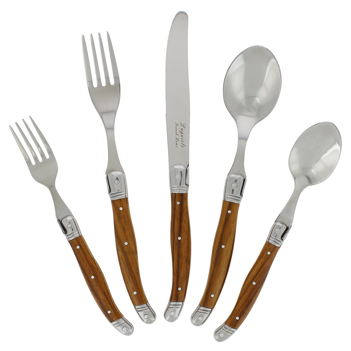  French Home Laguiole 20 Piece Stainless Steel Flatware Set, Service for 4, Wood Grain - Default Title - Bonton