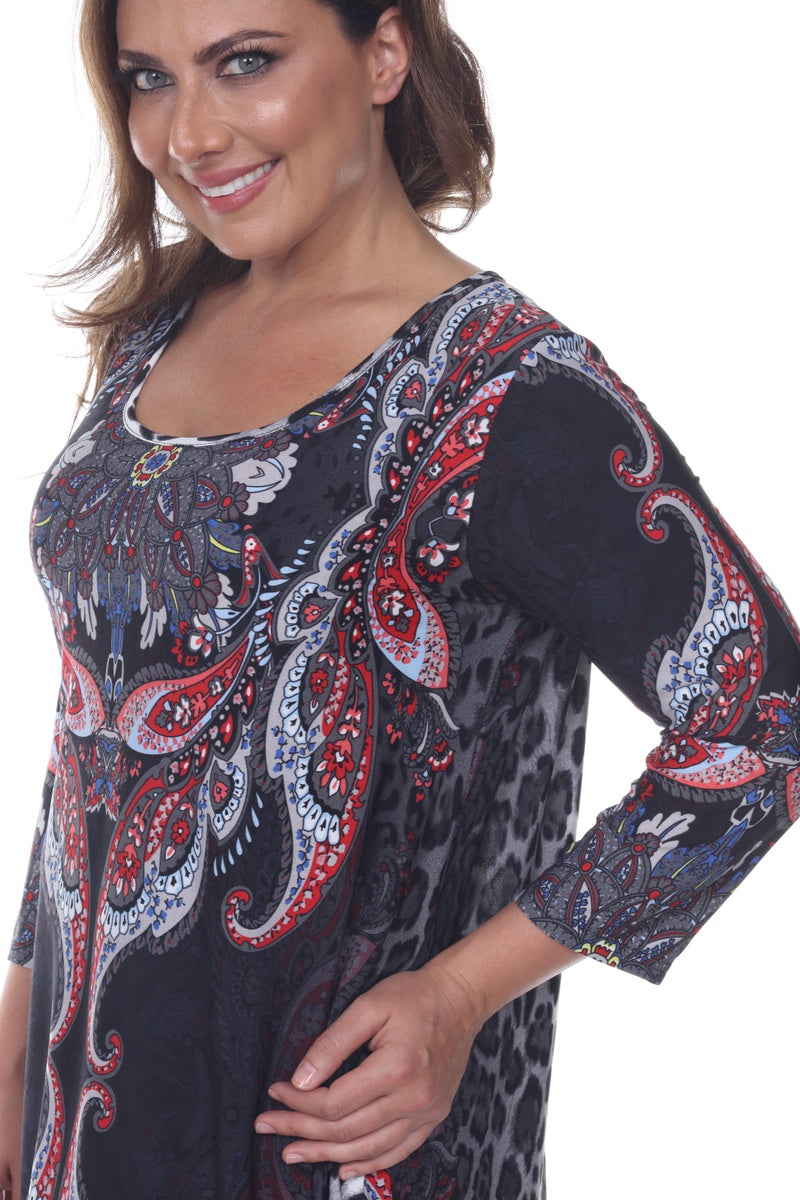  White Mark Plus Size Marlene Tunic Top - 1X - Bonton