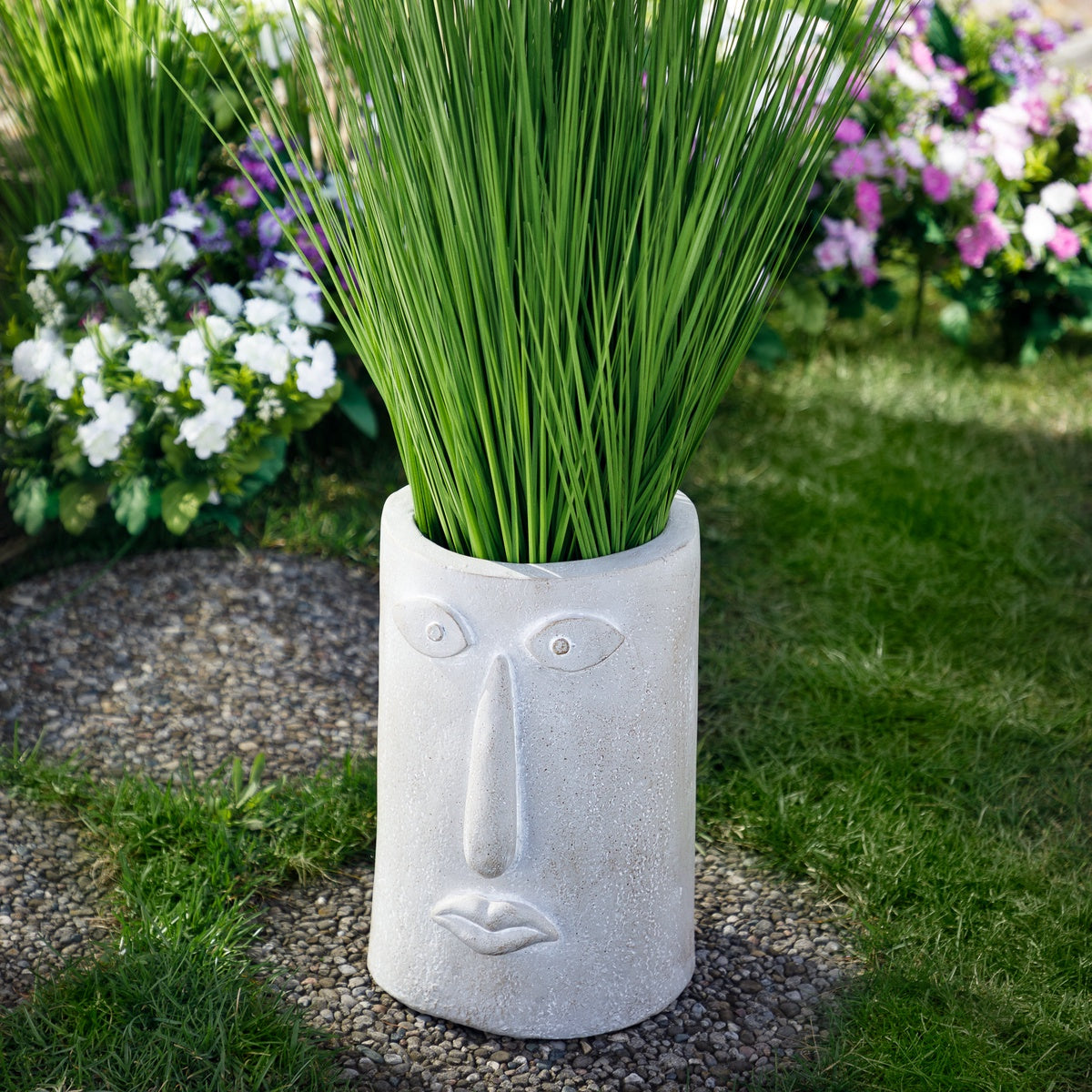  Northlight Large Abstract Face Ceramic Outdoor Garden Planter - 12.25