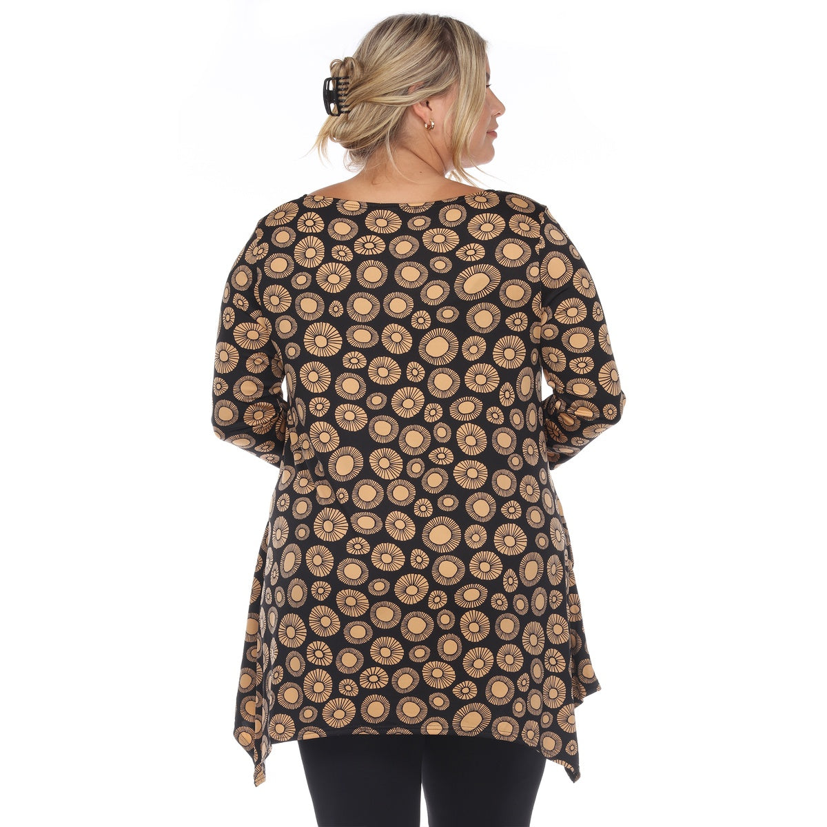  White Mark Plus Size Printed Geometric Circle Tunic Top - 1X - Bonton