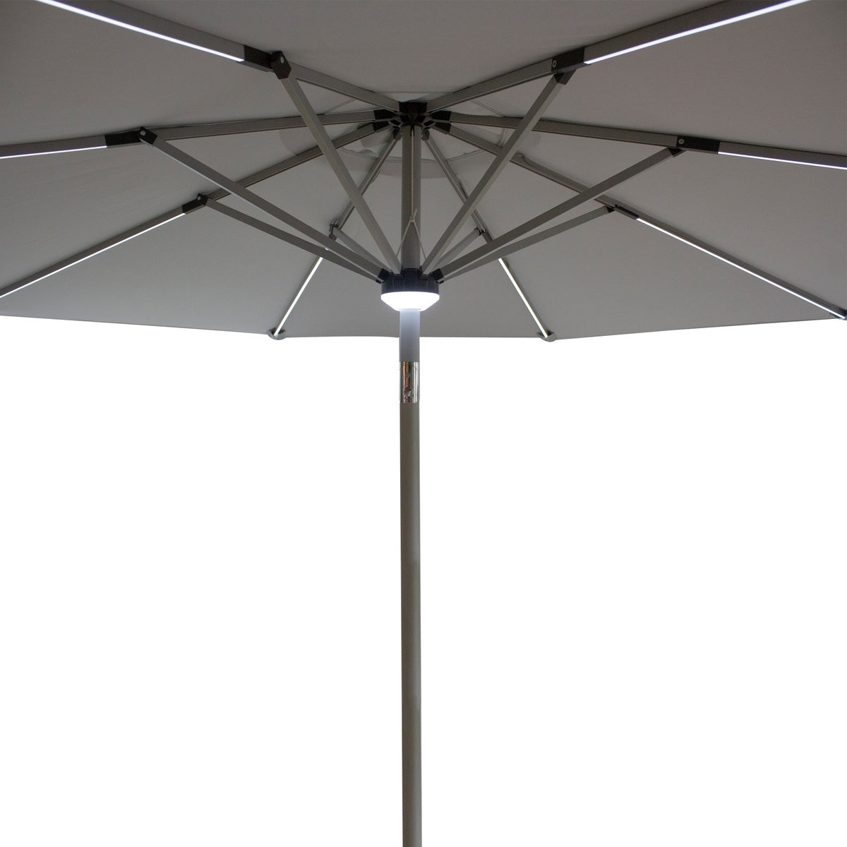  Northlight 9ft Solar Lighted Outdoor Patio Market Umbrella With Hand Crank and Tilt  Gray - Default Title - Bonton