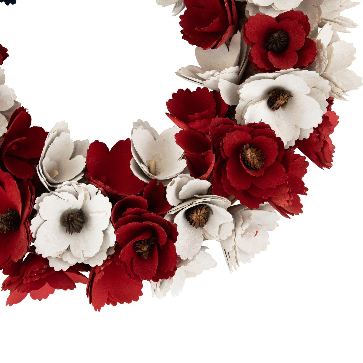  Northlight Americana Floral Flag Wood Shavings Wreath - 15