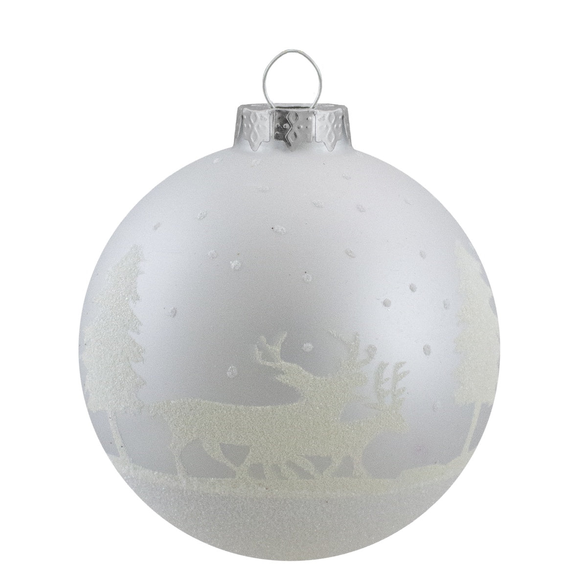  Northlight 4ct Matte and Frosted White Glass Hanging Christmas Ball Ornaments 3.25