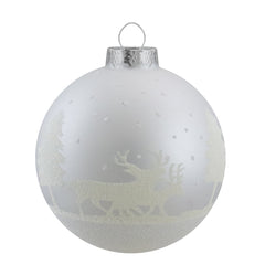 4ct Matte and Frosted White Glass Hanging Christmas Ball Ornaments 3.25" (80mm)