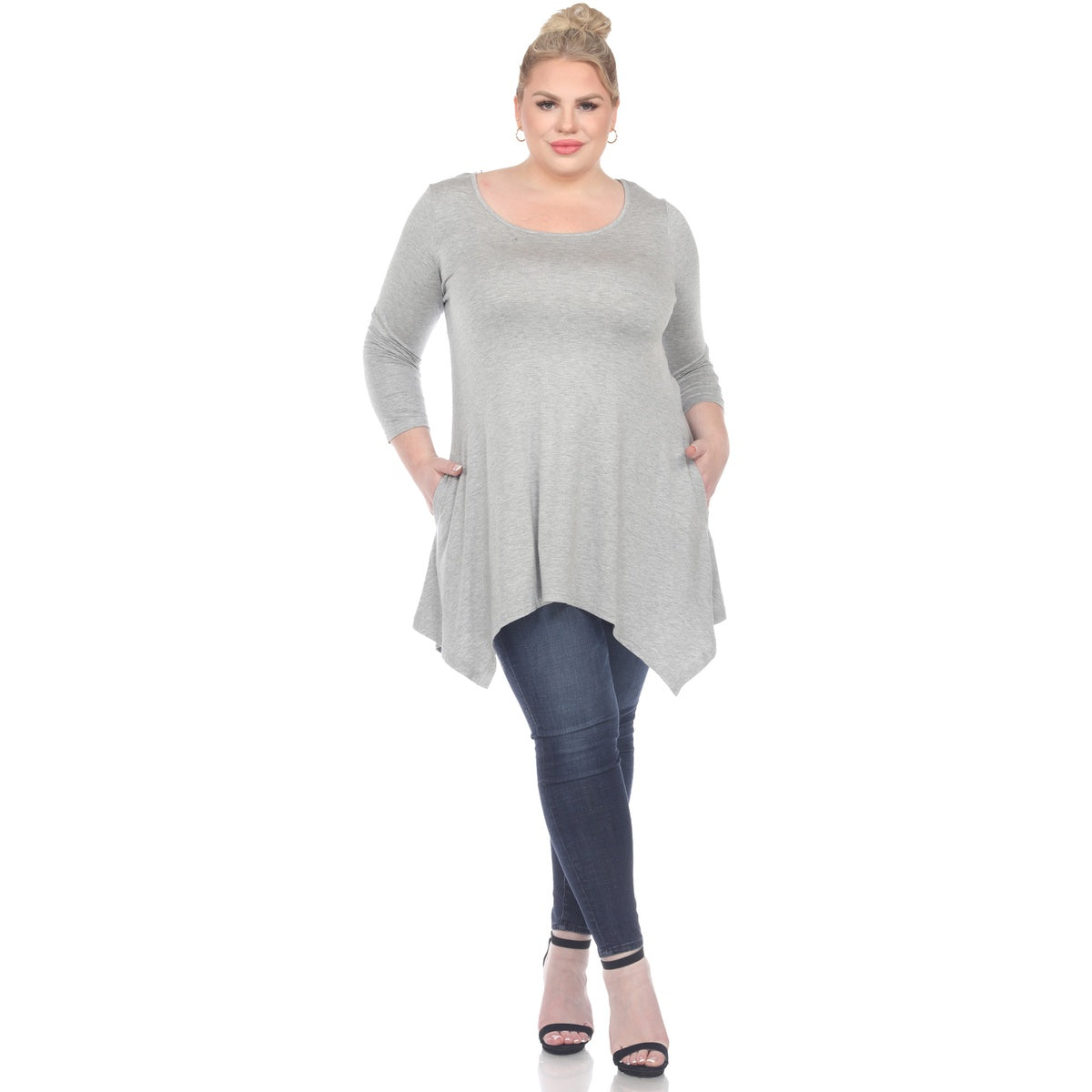  White Mark Plus Size Makayla Tunic Top - 1X - Bonton