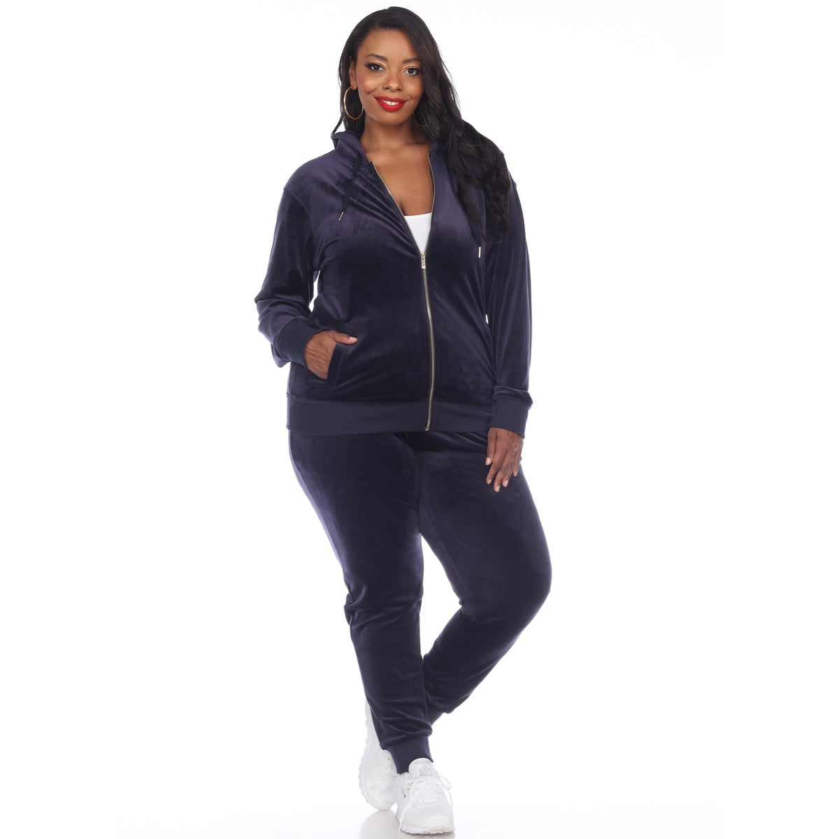  White Mark Plus Size 2 Piece Velour Tracksuit Set - 1X - Bonton