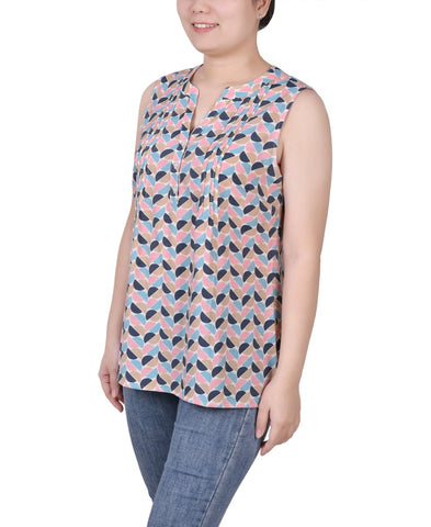 Sleeveless Pintucked Blouse