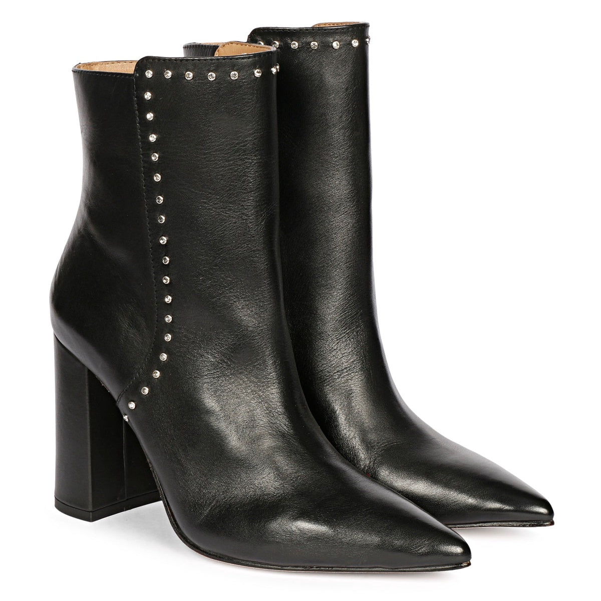  Saint G Fia Black Leather Ankle Boots - BLACK - Bonton