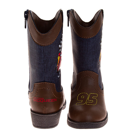 Josmo Cars Boys Cowboy Boots - Lightning McQueen Calf High Western Country Cow Boy Boot (Toddler)