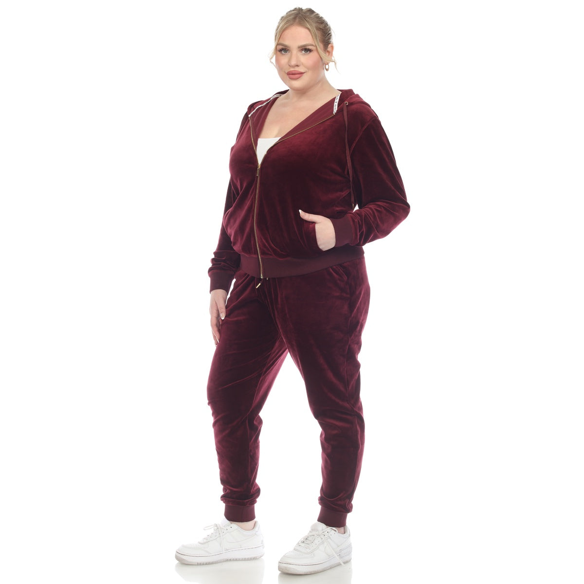  White Mark Plus Size 2 Piece Velour Tracksuit Set - 3X - Bonton