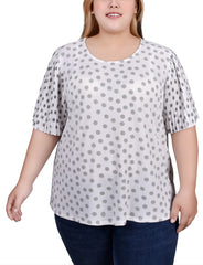 Plus Size Pleated-Sleeve Top