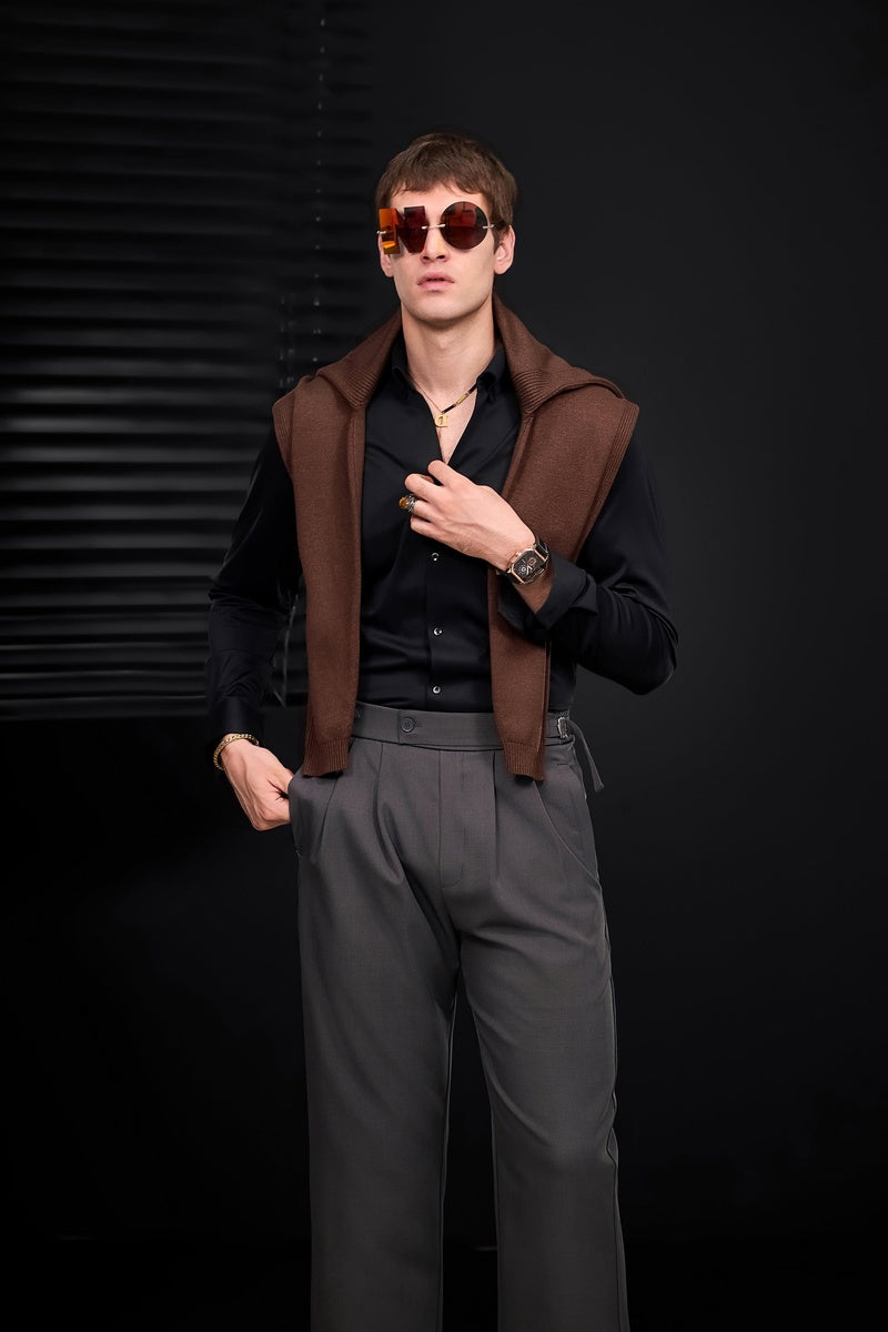  Barocco Wellington Side-Tab Trousers GREY - GREY - Bonton