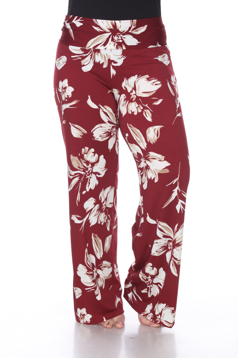  White Mark Flower Print Plus Size Palazzo Pants - 4x - Bonton