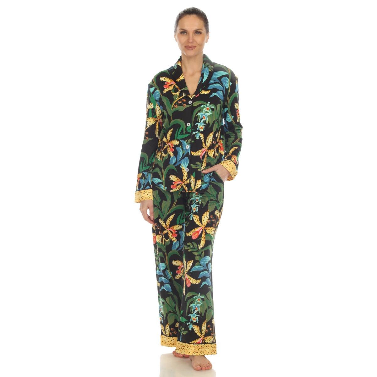  White Mark Women's Two Piece Wildflower Print Pajama Set - XL - Bonton