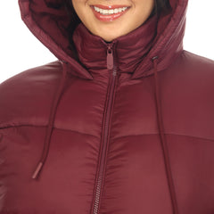 Plus Size Full Front Zip Hooded Bomber Puffer Coat