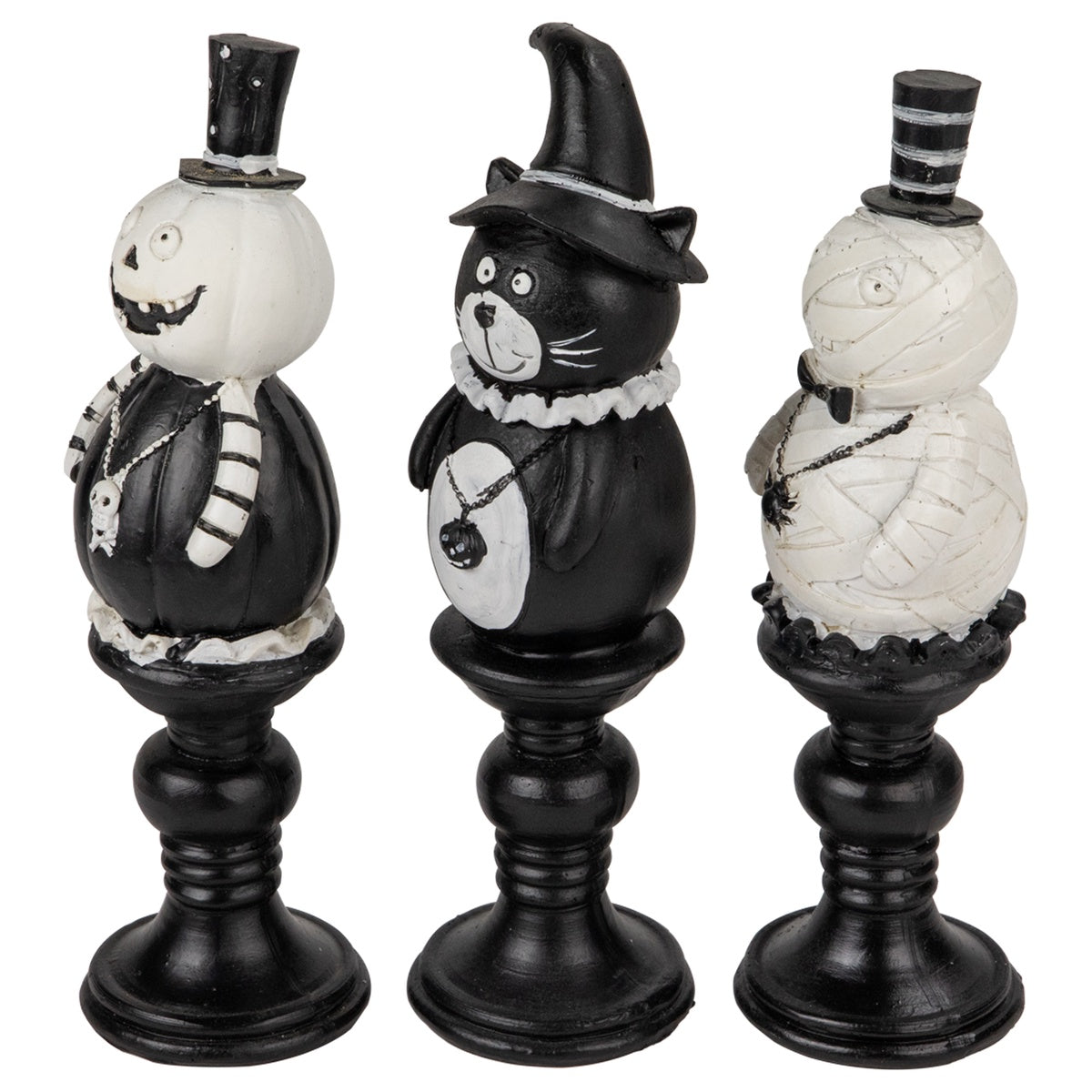  Northlight Pumpkin  Cat and Ghost Halloween Candlestick Decorations - 8.25