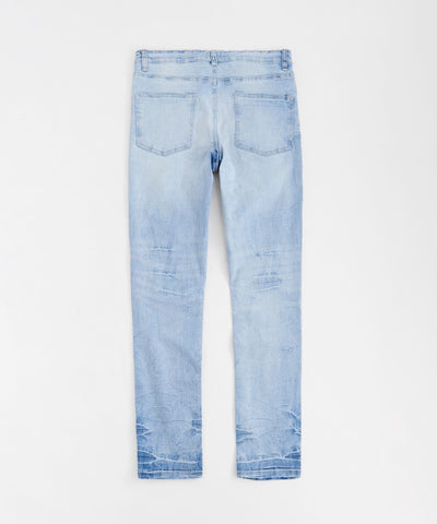 Men's Skinny Rip and Repair Denim Pants - Light Blue