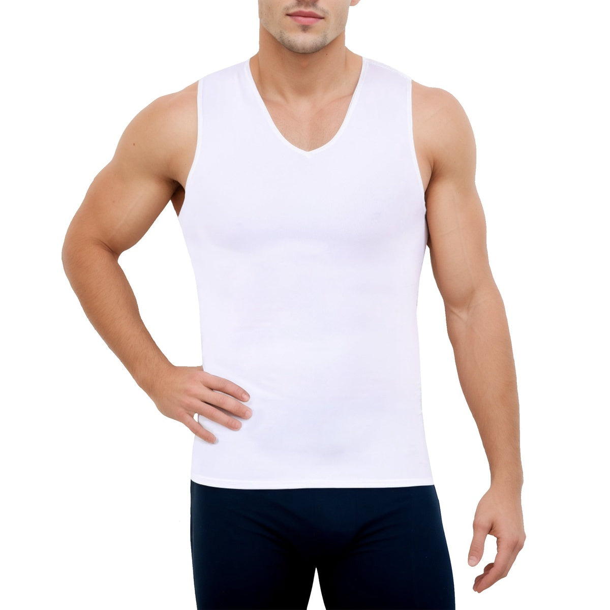  InstantFigure Insta Slim Compression Sleeveless V-Neck Tank VS00N1 - White - Bonton