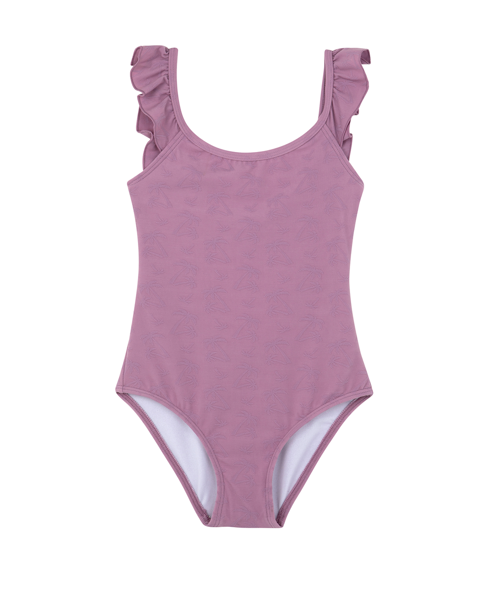  Gottex Kids Palm Party Textured Square Neck Ruffle One Piece - Palm Party Pink - Bonton