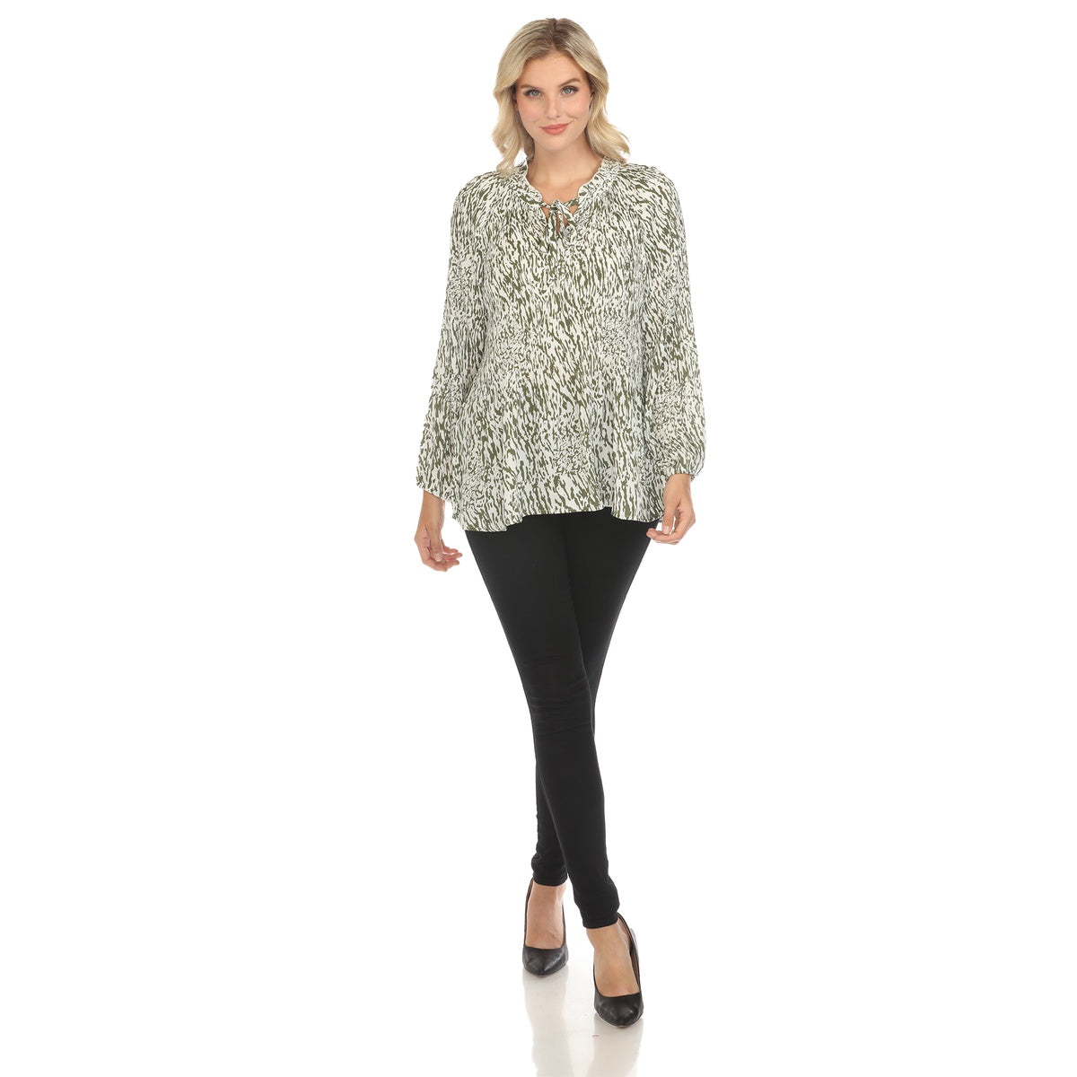  White Mark Women's Printed Peasant Chiffon Blouse - S - Bonton